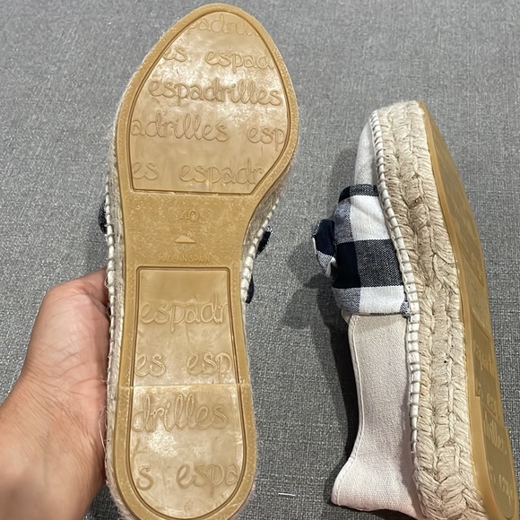 Loeffler Randall Canvas Rowen Beige Gingham Black & White Bow Espadrille - Picture 8 of 14